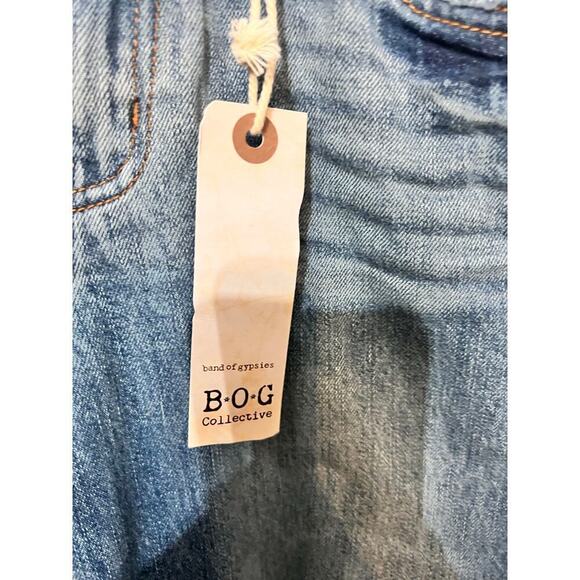NEW B. O. G. Band of Gypsies Quinn Crop Jeans Distressed Medium Wash Womens 25 - Picture 4 of 10